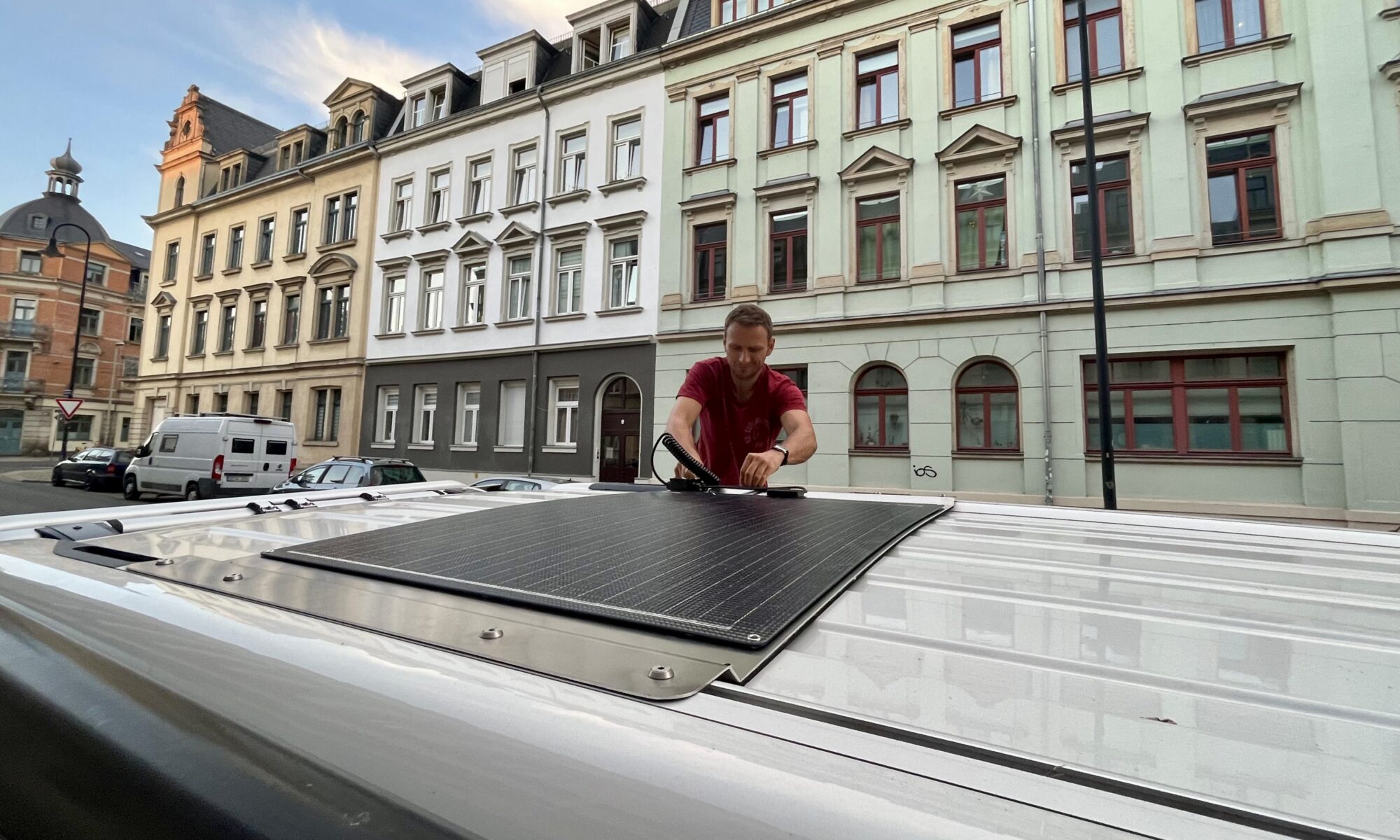 Mounting solar module on van