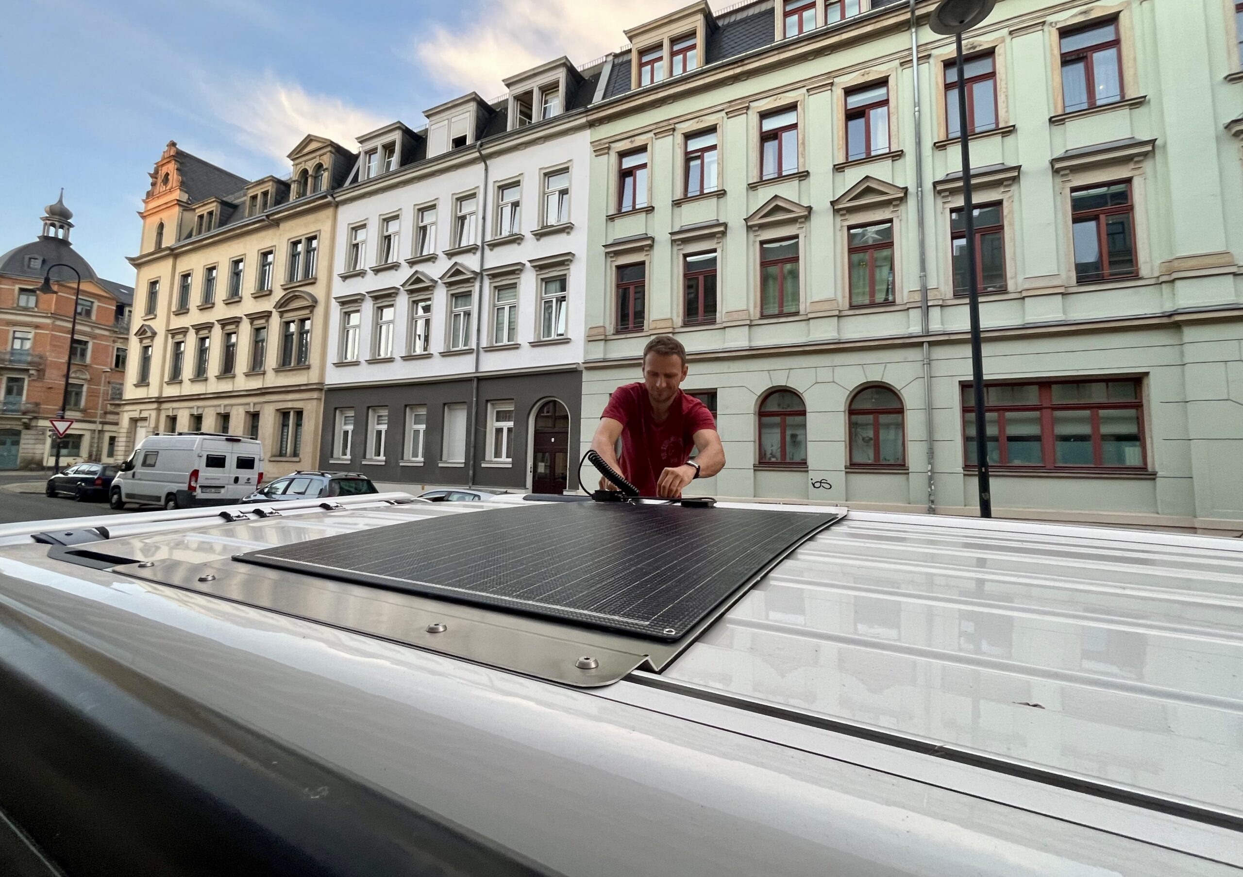 Mounting solar module on van